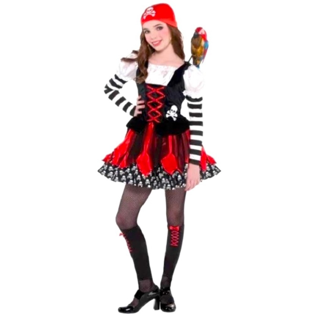 PIRATE 🏴‍☠️ ADORABLE CROSSBONE CUTIE 4PC COSTUME SIZE GIRL LARGE 12-14